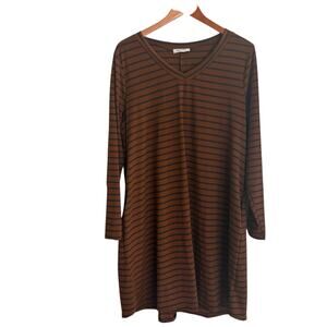 Brown Striped Long Sleeve T-shirt Dress Size 1X You & Me